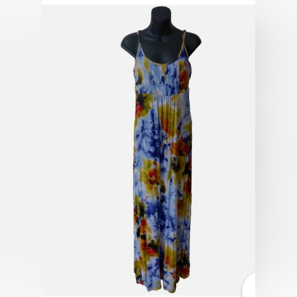 Floral Maxi Dress - Blue and Yellow